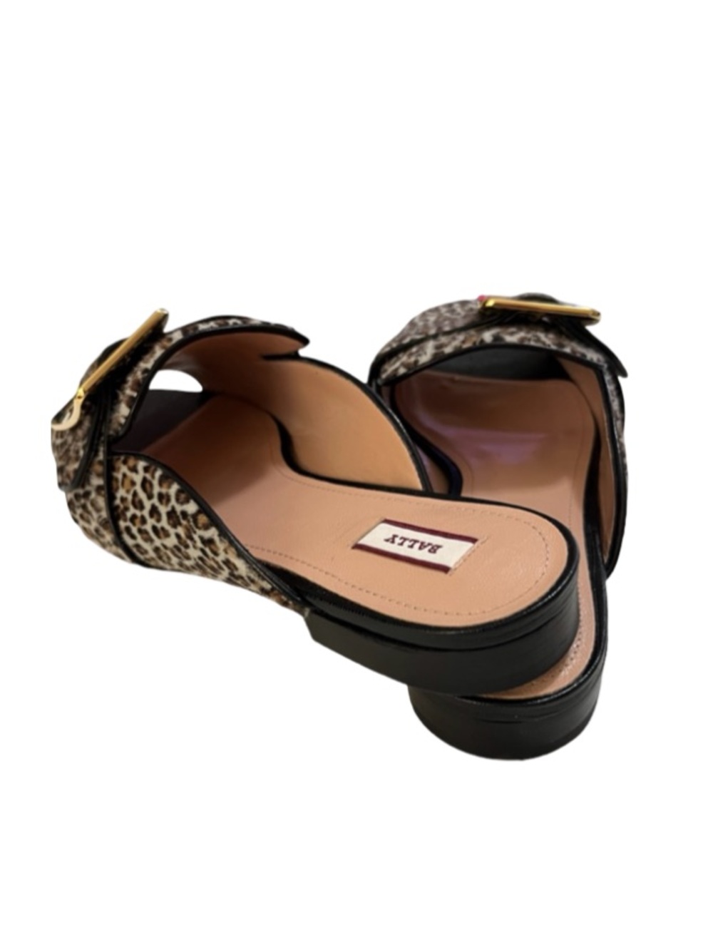 Bally Leopard Print Buckle Mule Sandals in Brown and Gold Size 391/2 - Picture 4 of 14